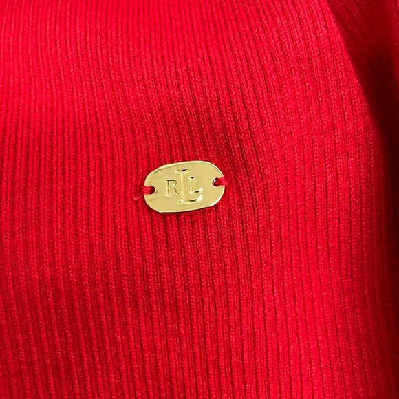 Lauren Ralph Lauren Petite Ribbed Turtleneck Sweater Red - Picture 3 of 5